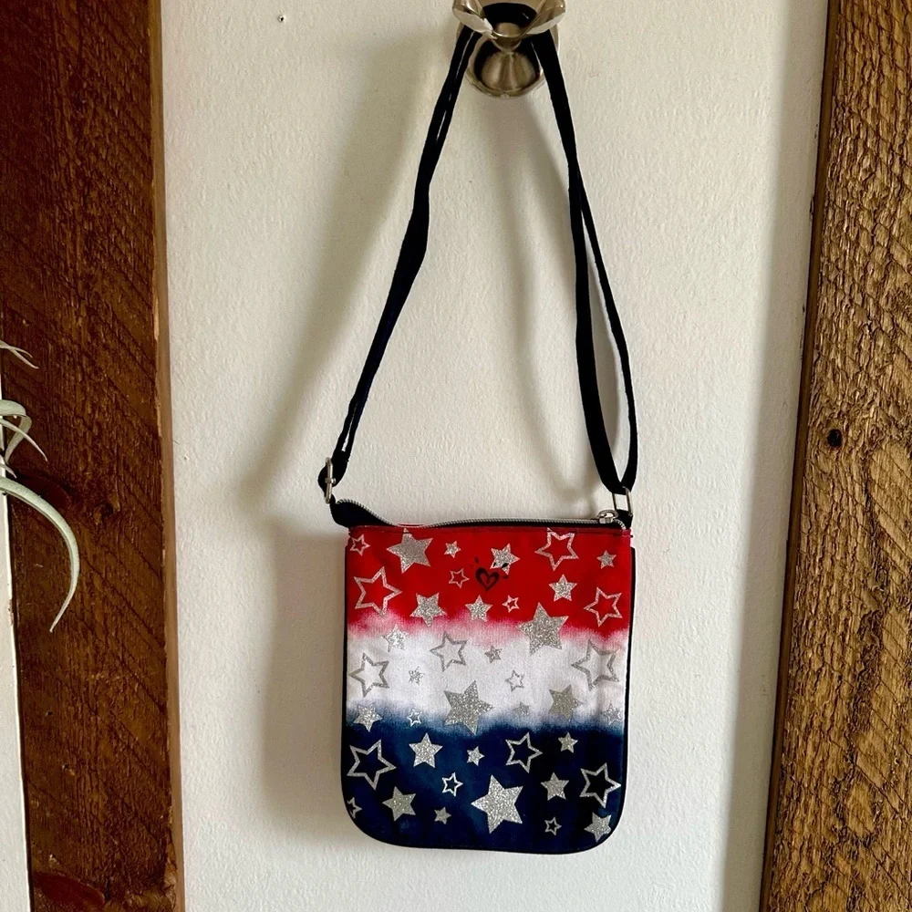 Girl’s Monogrammed ‘E’ Patriotic Purse Red, White, and Blue Star Crossbody Bag